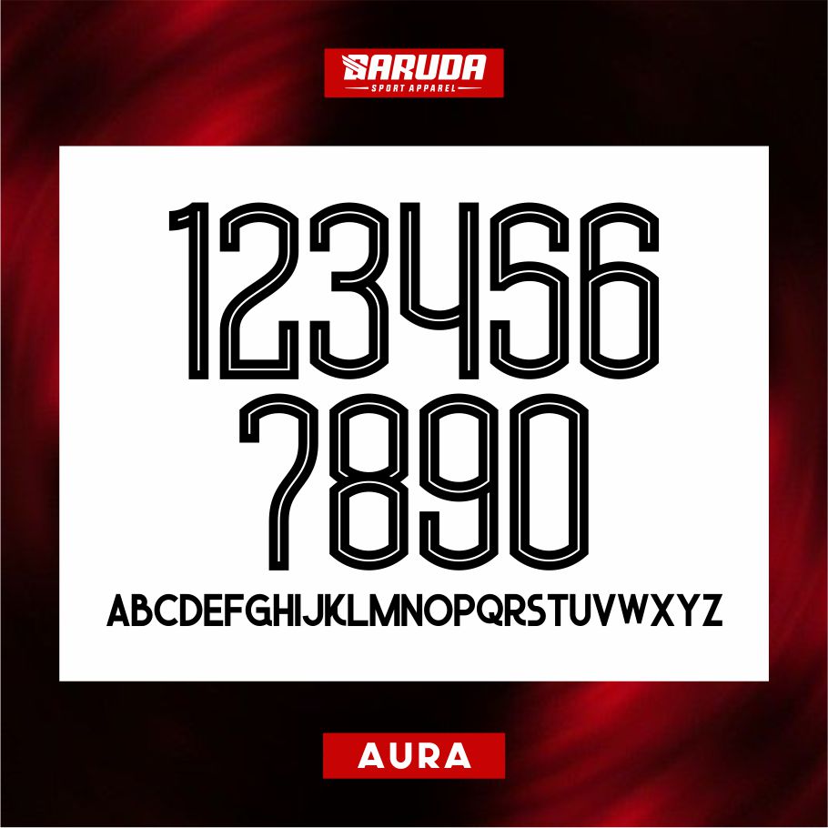 PILIHAN FONT JERSEY KEREN TERBAIK UNTUK ANGKA NOMOR PUNGGUNG BAJU FUTSAL KAOS SEPAK BOLA