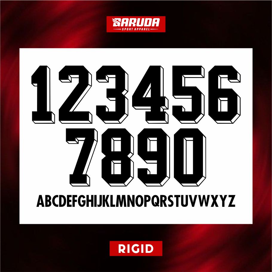 PILIHAN FONT JERSEY KEREN TERBAIK UNTUK ANGKA NOMOR PUNGGUNG BAJU FUTSAL KAOS SEPAK BOLA