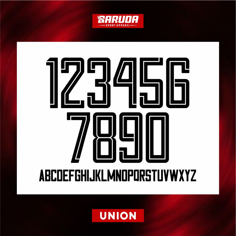 PILIHAN FONT JERSEY KEREN TERBAIK UNTUK ANGKA NOMOR PUNGGUNG BAJU FUTSAL KAOS SEPAK BOLA