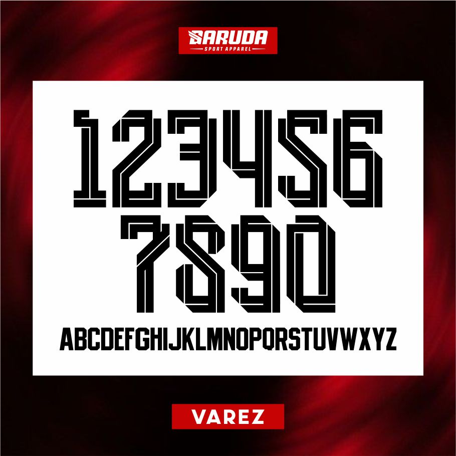 PILIHAN FONT JERSEY KEREN TERBAIK UNTUK ANGKA NOMOR PUNGGUNG BAJU FUTSAL KAOS SEPAK BOLA