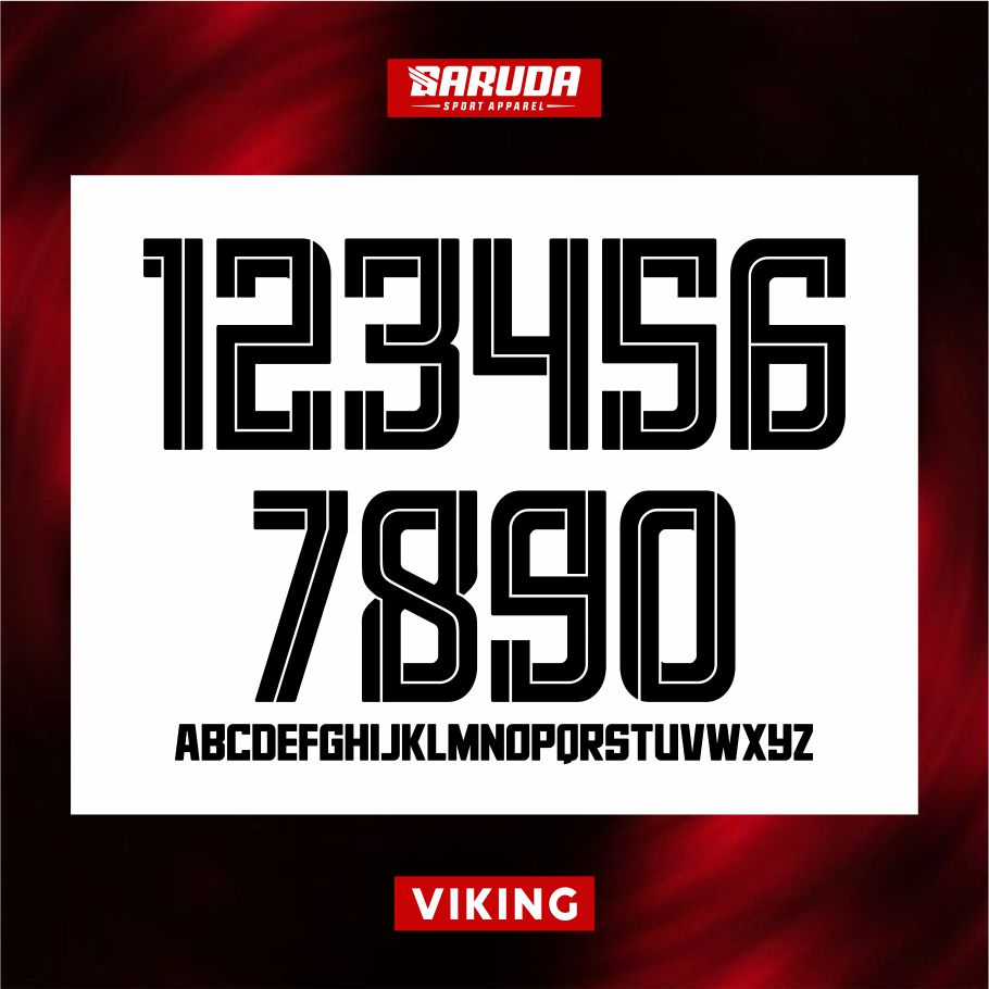 PILIHAN FONT JERSEY KEREN TERBAIK UNTUK ANGKA NOMOR PUNGGUNG BAJU FUTSAL KAOS SEPAK BOLA