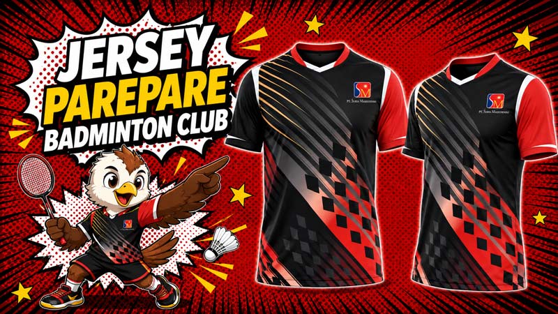Jersey Badminton Parepare Badminton Club Tampil Tegas dengan Kombinasi Hitam dan Merah