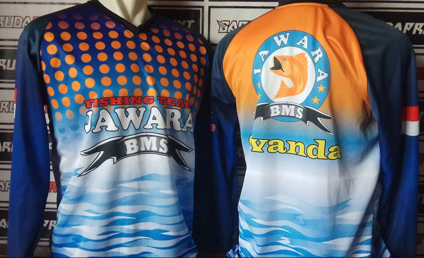 Jersey Fishing Team Jawara BMS Tampil Cerah dengan Desain Biru dan Oranye