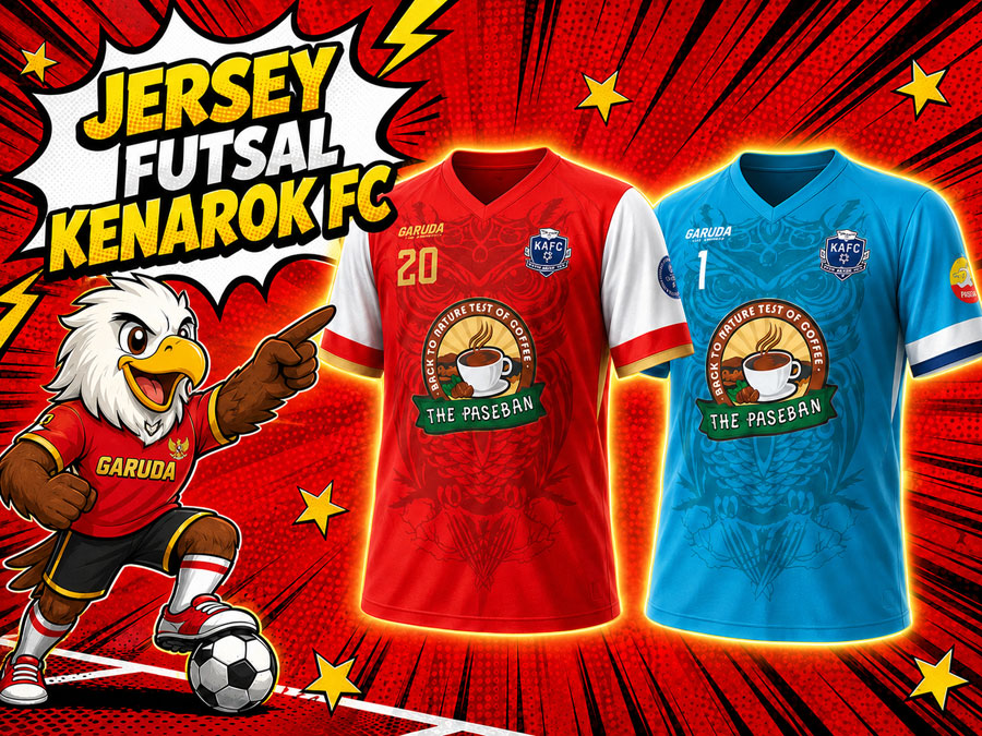 Jersey Futsal Kenarok FC Hadir dengan Varian Merah dan Biru untuk Kiper