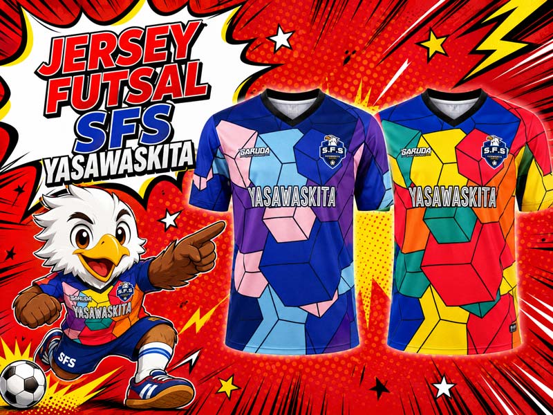 Jersey Futsal SFS Yasawaskita Tampil Unik dengan Motif Kubus Warna-Warni