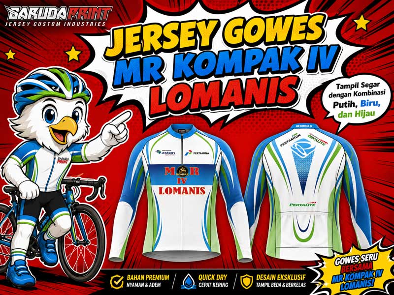 Jersey Gowes MR Kompak IV Lomanis Tampil Segar dengan Kombinasi Putih, Biru, dan Hijau