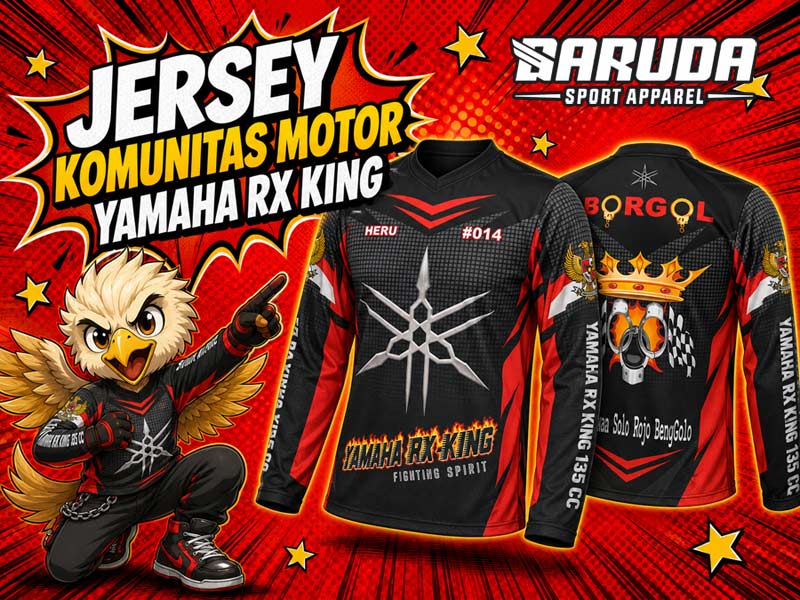 Jersey Komunitas Motor Yamaha RX King Tampil Garang dengan Desain Hitam Merah