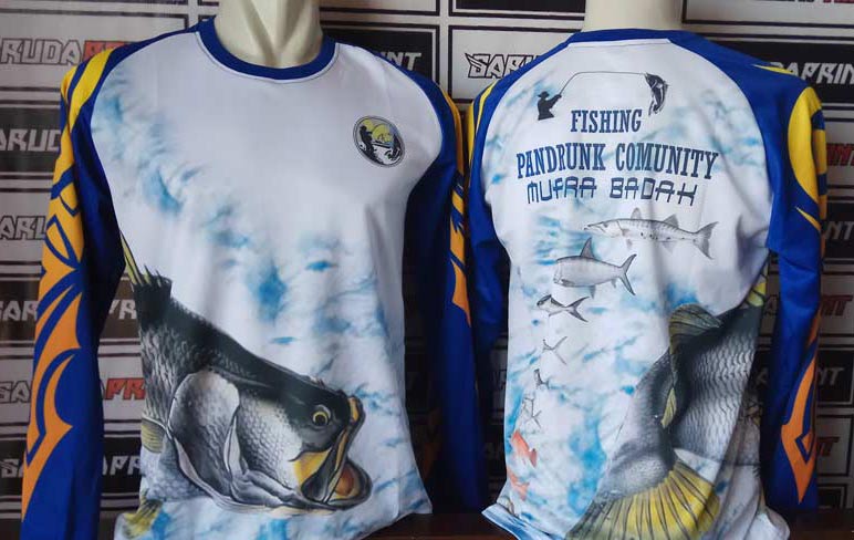 Jersey Mancing Pandrunk Community Muara Badak Tampil Segar dengan Ilustrasi Ikan