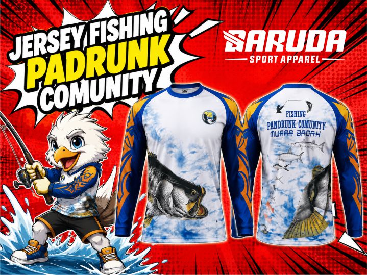 Jersey Mancing Pandrunk Community Muara Badak Tampil Segar dengan Ilustrasi Ikan