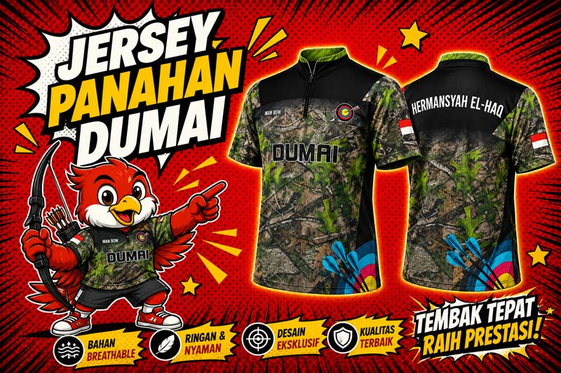 Jersey Panahan Dumai Tampil Tangguh dengan Zipper Pendek dan Motif Camo