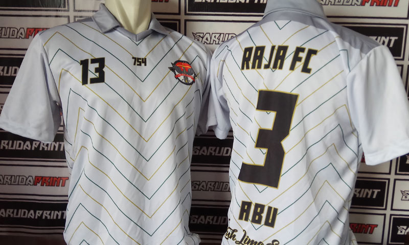 Jersey Futsal Raja FC dengan Kerah Tanpa Kancing dan Bahan Dry Fit