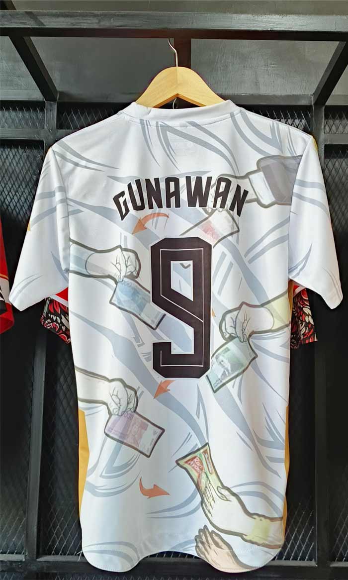 Jersey Rok Dipit Kombinasi Putih dan Kuning dengan Ilustrasi Harimau
