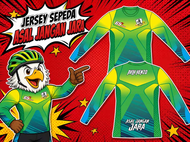 Jersey Sepeda Asal Jangan Jara Tampil Segar dengan Kombinasi Hijau, Kuning, dan Biru