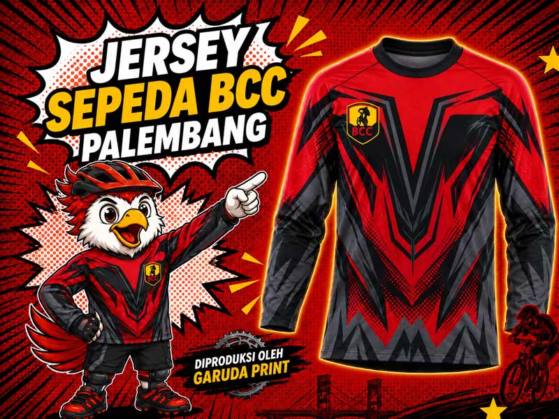 Jersey Sepeda BCC Palembang Tampil Kompak dengan Desain Merah dan Abu-Abu