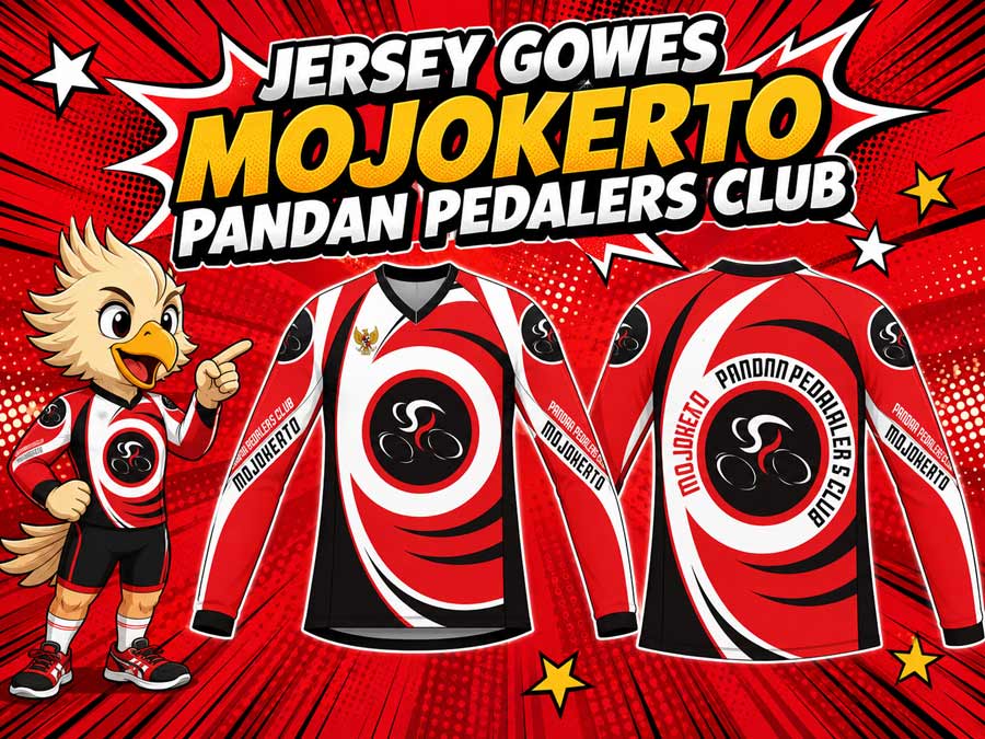 Jersey Sepeda Mojokerto Pandan Pedalers Club Tampil Sporty dengan Desain Merah Putih