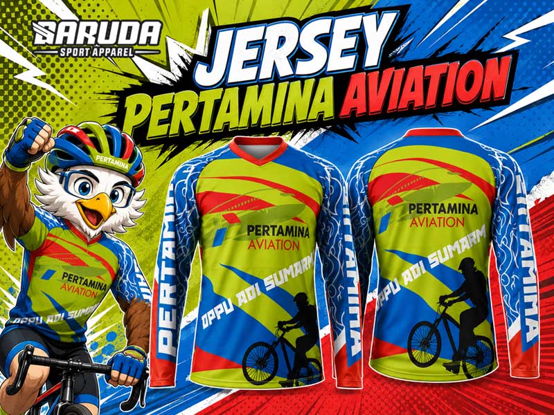 Jersey Sepeda Pertamina Aviation Tampil Cerah dengan Motif Grafis Dinamis