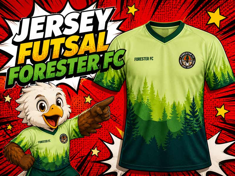 Seragam Futsal Forester FC Tampil Natural dengan Motif Hutan Hijau
