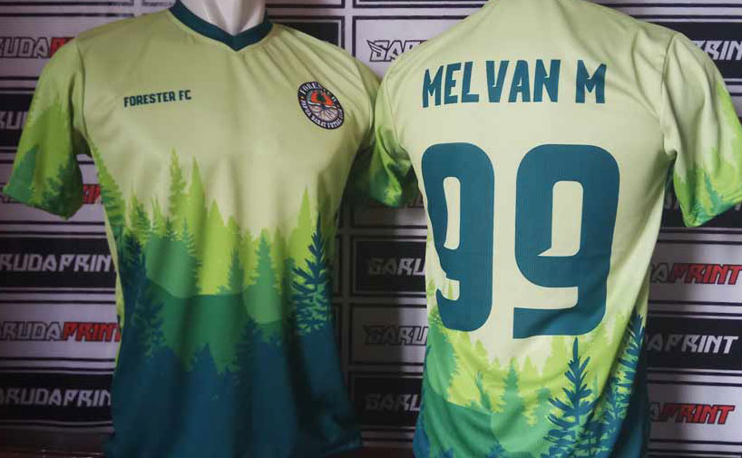 Seragam Futsal Forester FC Tampil Natural dengan Motif Hutan Hijau