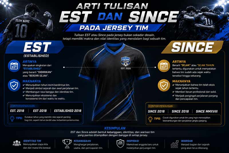 Arti Tulisan EST dan Since pada Jersey Tim