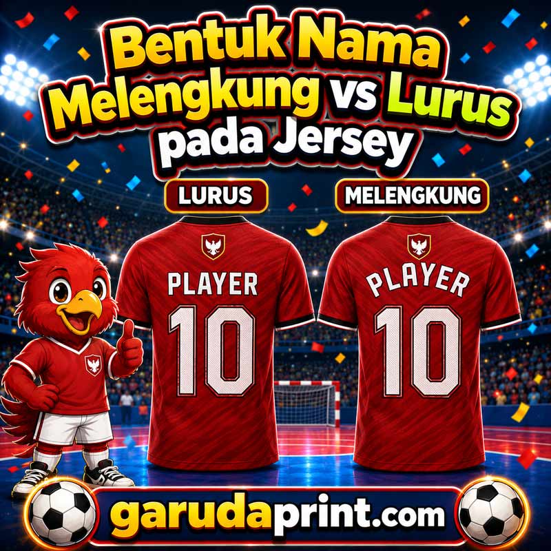 Bentuk Nama Melengkung vs Lurus pada Jersey