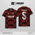 Jersey Futsal GS-01 Merah Tua Hitam Motif Chevron Geometris Tegas dan Sporty
