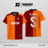 Jersey Futsal GS-06 Orange Merah Maroon Motif Split Vertikal dengan Micro Pattern Geometris Tone-on-Tone