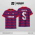 Jersey Futsal GS-08 Biru Merah Motif Digital Zigzag Pixel yang Padat dan Berani