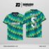 Jersey Futsal GS-10 Toska Lime Hitam Motif Zigzag Diagonal Bertekstur Garis Rapat