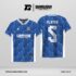 Jersey Futsal GS-11 Biru Putih Motif Panel Geometris Kotak-Diagonal dengan Titik Simpul Putih