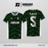 Jersey Futsal GS-16 Hitam Hijau Putih Motif Garis V Bertingkat seperti Tulang Daun