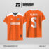 Jersey Futsal GS-18 Orange Putih Motif Geometris Vertikal dengan Potongan Miring Halus