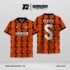 Jersey Futsal GS-19 Orange Hitam Motif Kilat Besar dan Ornamen Tribal Vertikal