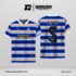 Jersey Futsal GS-22 Biru Putih Orange Motif Garis Horizontal Ikat dengan Efek Gradasi Serabut