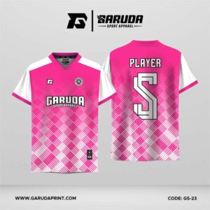 Jersey Futsal GS-23 Pink Putih Motif Diagonal Line Gradient yang Cerah dan Clean