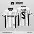 Jersey Futsal GS-30 Putih Abu Hitam Motif Stripe Vertikal dengan Arsiran Diagonal Halus