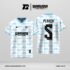 Jersey Futsal GS-31 Putih Biru Muda Motif Houndstooth Zigzag Patah yang Clean dan Fresh