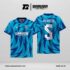 Jersey Futsal GS-32 Biru Cyan Navy Motif Brush Flame Abstrak yang Dinamis