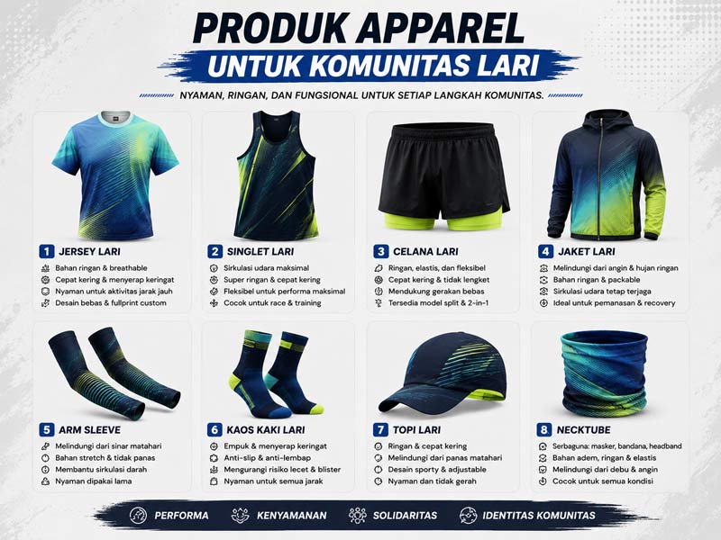 Jenis Produk Apparel untuk Komunitas Lari