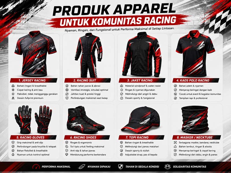 Jenis Produk Apparel untuk Komunitas Racing