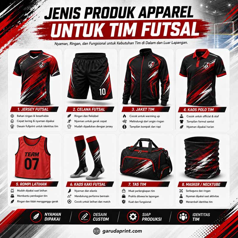 Jenis Produk Apparel untuk Tim Futsal