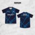 Jersey Badminton Singowongso Club Navy Biru Motif Garis Abstrak Dinamis
