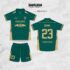 Jersey Futsal Kussaku Hijau Tua Aksen Krem dengan Motif Garis Silang Wajik