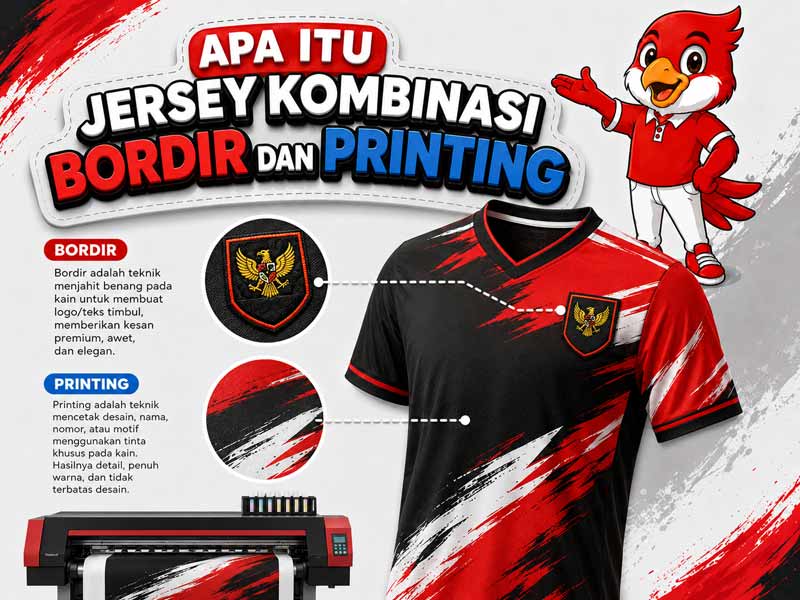 Jersey Kombinasi Printing dan Bordir, Solusi untuk Tampilan Tim yang Lebih BerkarakterJersey Kombinasi Printing dan Bordir, Solusi untuk Tampilan Tim yang Lebih Berkarakter