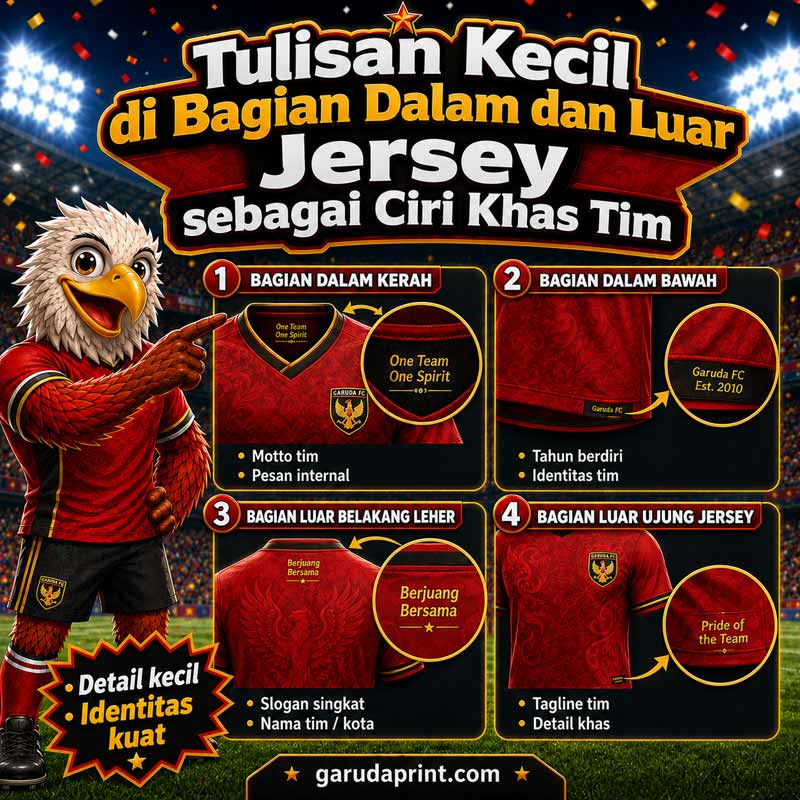 Tulisan Kecil Bagian Dalam dan Luar Jersey sebagai Ciri Khas Tim